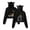 Black, variant on Arijit Singh Cat ear hoodie with popular pattern casual women's short hoodie sportswear