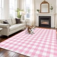 thumbnail image 3 of 8x10 Area Rugs for Living Room, Pink Non Slip Area Rugs for Kitchen Bedroom Entryway, Country French Rustic Buffalo Plaid Modern Art Washable Carpet Runner Rug Floor Mats for Bedroom Home Decor, 3 of 9