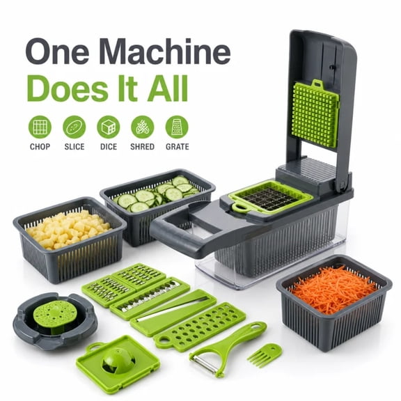 14-in-1 Vegetable Chopper PE ABS Multi-Blade Kitchen Gadget for Home Cooking & Meal Prep