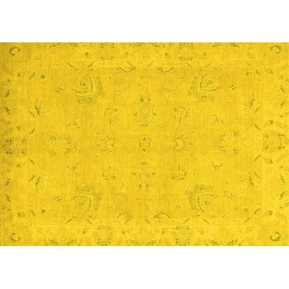 Ahgly Company Machine Washable Indoor Rectangle Abstract Yellow Modern Area Rugs, 2' x 4'