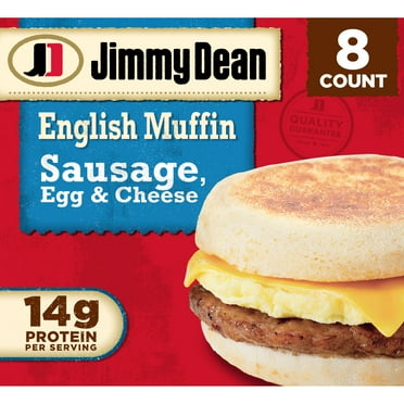 Jimmy Dean Sausage Egg & Cheese English Muffin Breakfast Sandwich, 36.8 oz, 8 Count (Frozen)