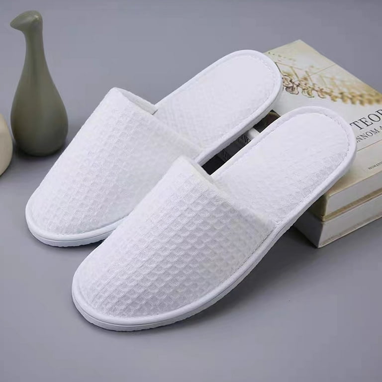 KYAIGUO 6 Pairs of Spa Slippers Disposable Women s Slippers Men s Slippers White Non slip Guest Slippers for Spa Home Party