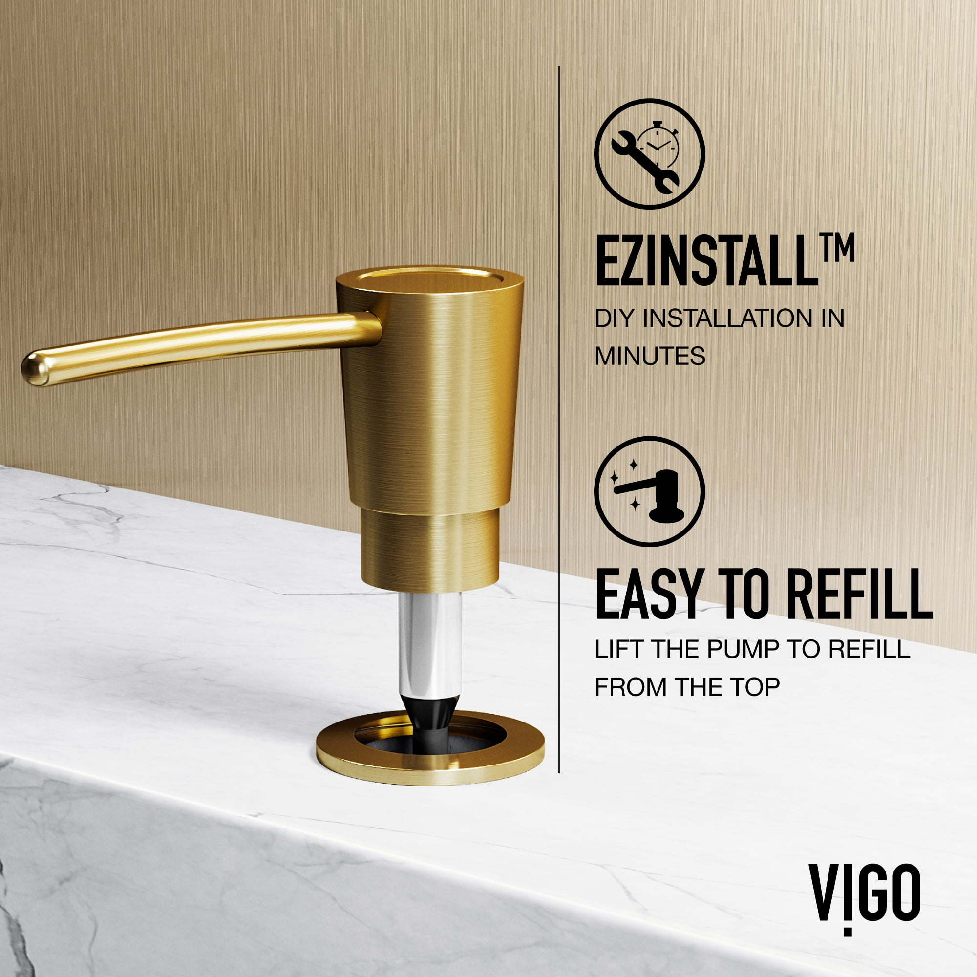 Vigo Kitchen Soap Dispenser In Matte Brushed Gold
