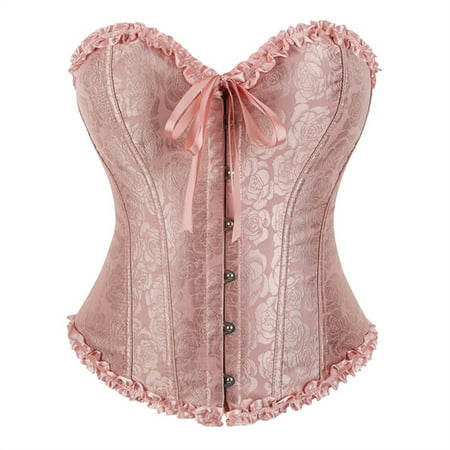 BZGTZT Lace Up Corset for Women Lace Floral Pleated Trim Wedding Dress Bustier Bodice Lingerie Court Dress