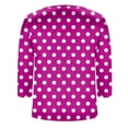 thumbnail image 7 of Women’s Polka Dot Print Satin Blouse Crew Neck Half Sleeve Relaxed Fit Top for Casual Daily Wear Hot Pink L, 7 of 7