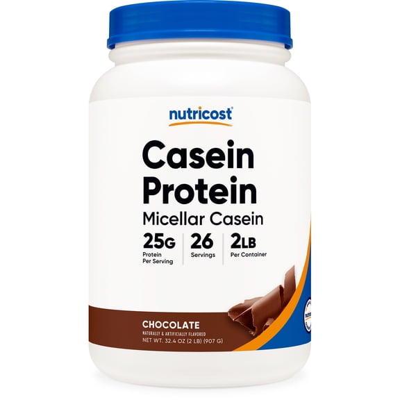 Nutricost Casein Protein Powder 2lb Chocolate - 100% Micellar Casein