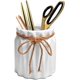 thumbnail image 1 of White Portalápices de cerámica para escritorio, bonito organizador de escritorio para lápices, para mujeres, niñas y niños, soporte para brochas de maquillaje (blanco), 1 of 5