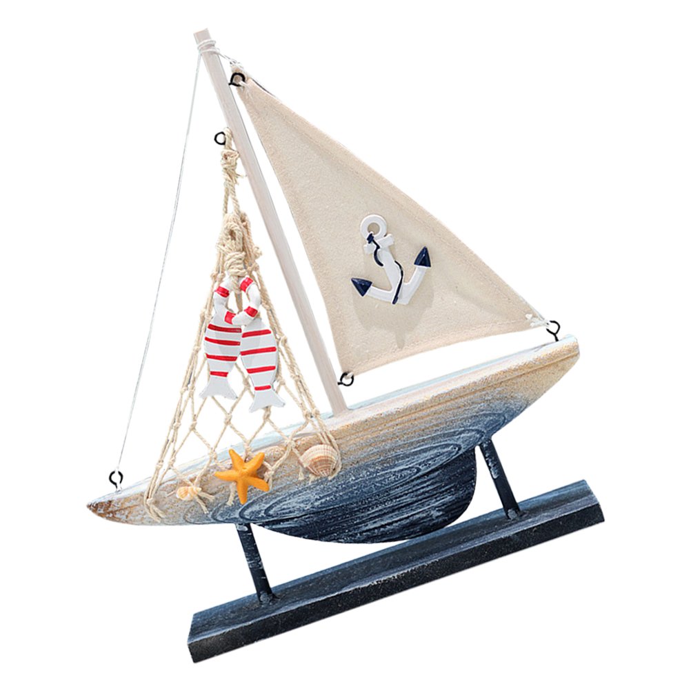 SWETRACE Mediterranean Style Wooden Sailboat Model for Desktop Decoration