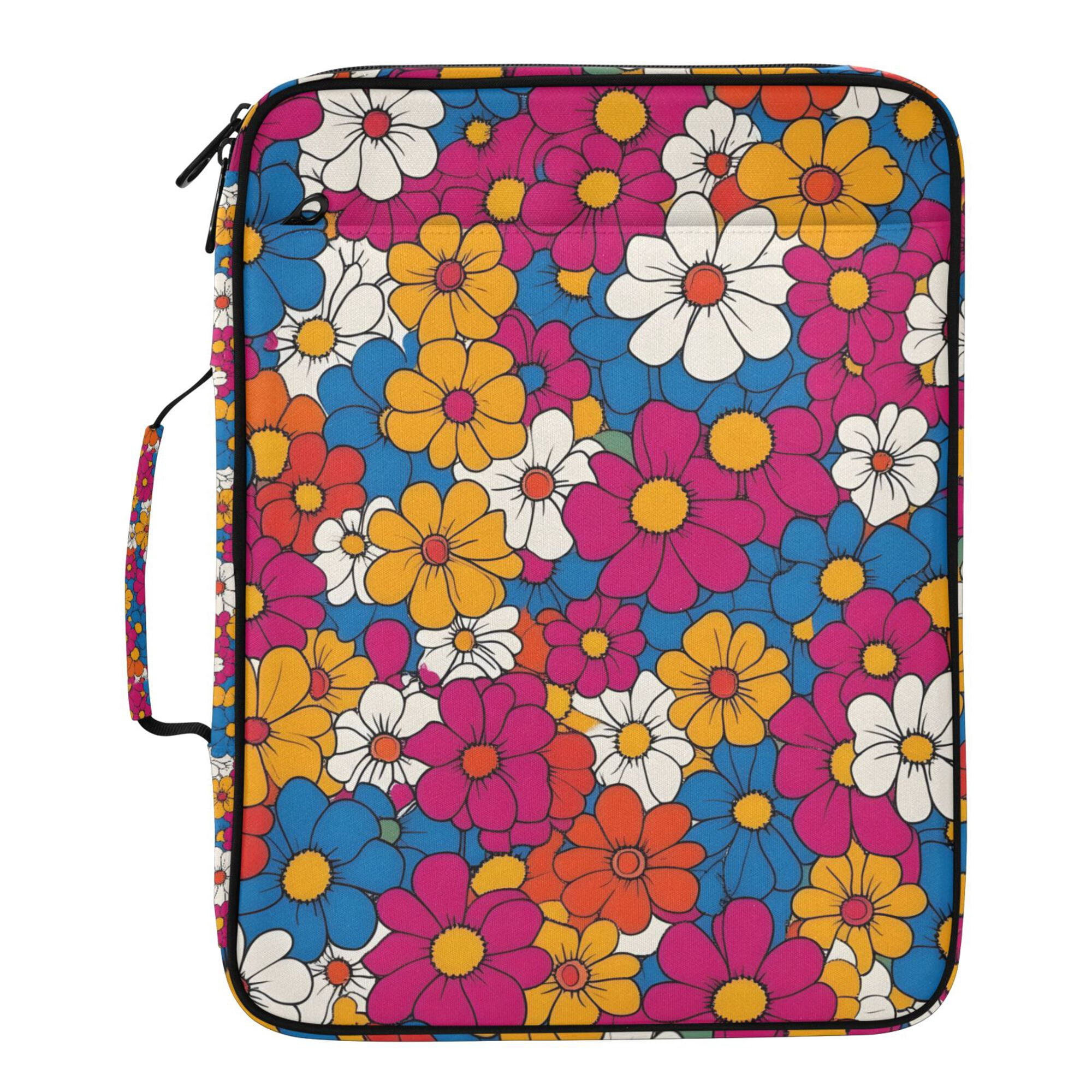 FORMRS Accordion File Folder A4 Size 7-Pocket Expanding Document Organizer Bag with 3 Ring Binder, Red Whimsical Floral