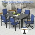thumbnail image 2 of Patio Dining Set, Enyopro 7 Piece Outdoor Dining Set for 6, Patio Dining Furniture set with Swivel Textilence Chairs and Dining Table, for Garden Patio Backyard, Blue, 2 of 8