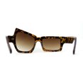 thumbnail image 2 of Womens Asymmetrical Raised Eyebrow Fun Diva Plastic Rectangle Sunglasses Tortoise Brown, 2 of 5