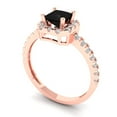 thumbnail image 2 of 0.89 ct Princess Cut Natural Onyx Halo Engagement Ring for Women in 18K Rose Gold, 2 of 5