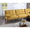 thumbnail image 3 of Salon Sectionnel Convertible Chaise Longue Canapé Moutarde Couleur Polyfibre Réglable Canapé Touffeté Coussins Arrière, 3 of 9