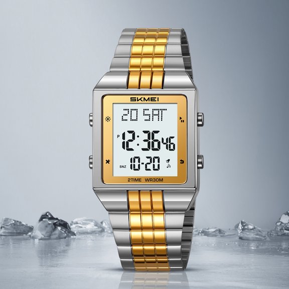 Outdoor Sport Stainless Steel Strip Wristwatches Reloj Hombre World Digital Electronic Watch For Men Women Waterproof