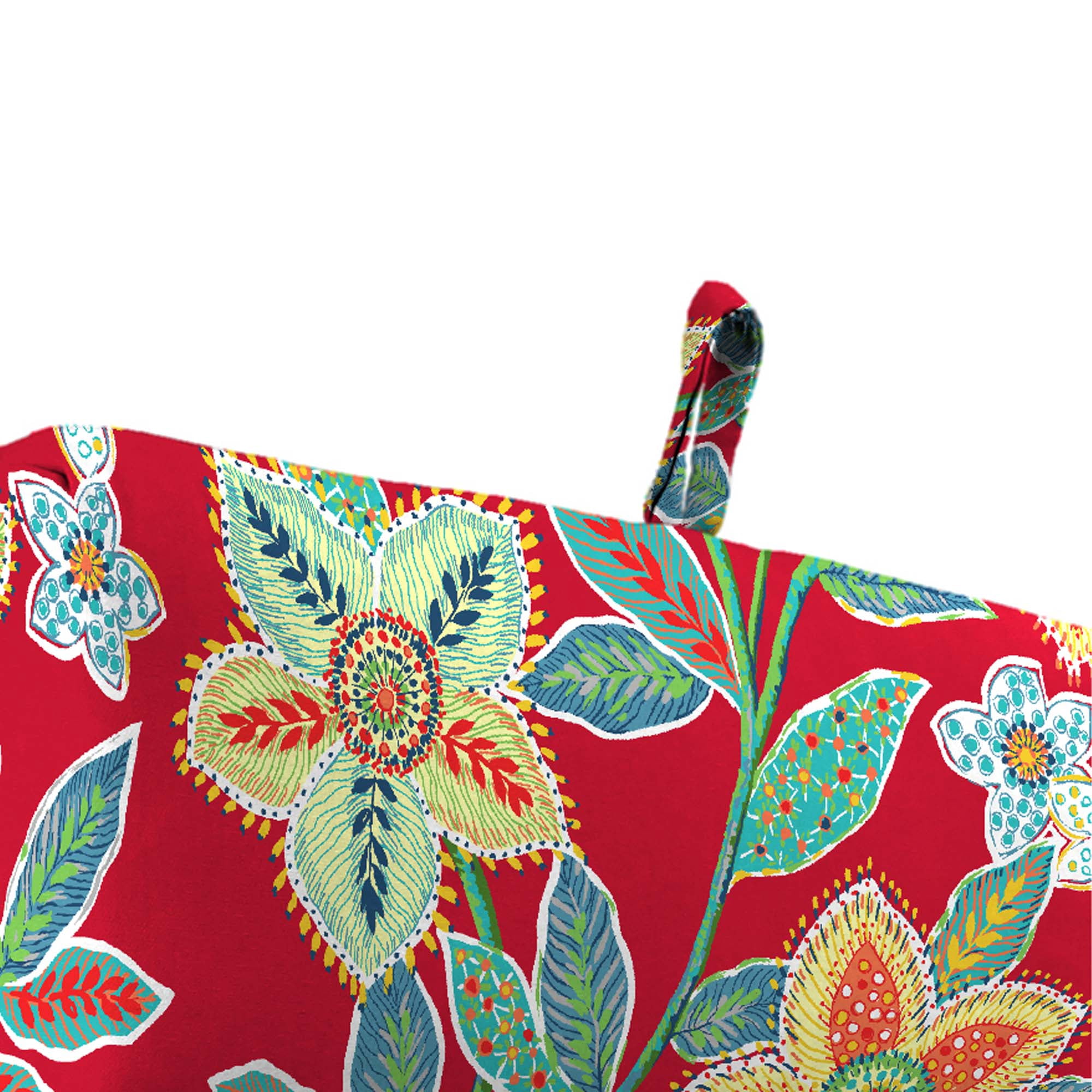 Jordan Manufacturing 72" x 22" Leathra Red Floral Rectangular Outdoor Chaise Lounge Cushion with Ties and Hanger Loop