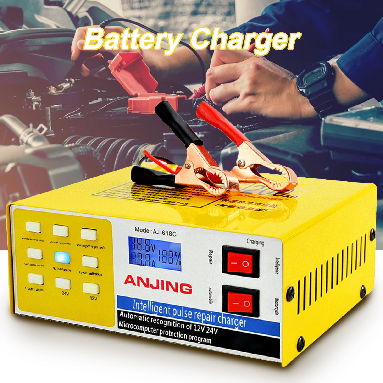 XWQ Battery Maintainer Multi mode Pulse Repair Antiflaming 220W 12V 24V 