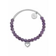thumbnail image 2 of PalmBeach Jewelry Genuine Purple Amethyst Silvertone Heart Charm Bangle, 7.5 Inches, 2 of 4