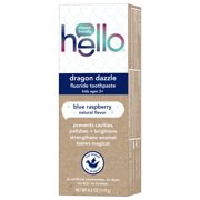hello Dragon Dazzle Kids Toothpaste with Fluoride، Blue Raspberry Toothpaste، 4.2 Oz Tube