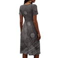 thumbnail image 6 of Minjewel Women's Floral Shift Dress with Print V-Neck - Short Sleeve Summer Dress, Loose Flowy Beach Party Outfit, Comfy Vacation Mini Dress,Gray,S, 6 of 6