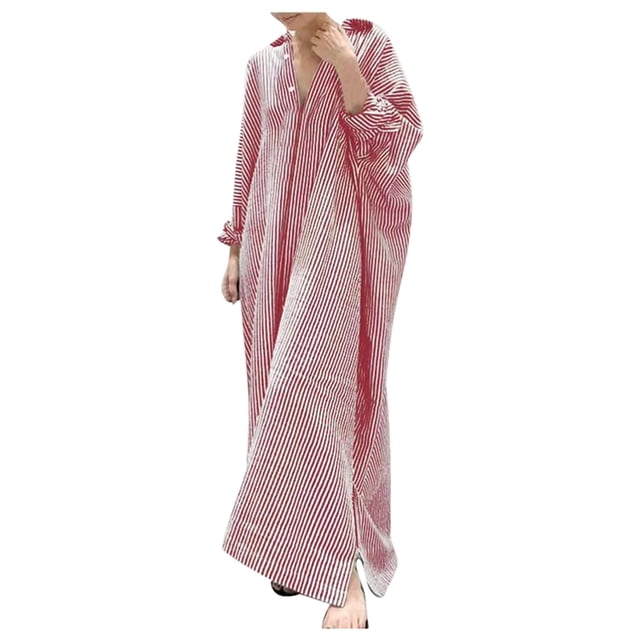 Vestido tipo cárdigan boho de lino a rayas para mujer: vestido largo asimétrico oversize informal/para el trabajo