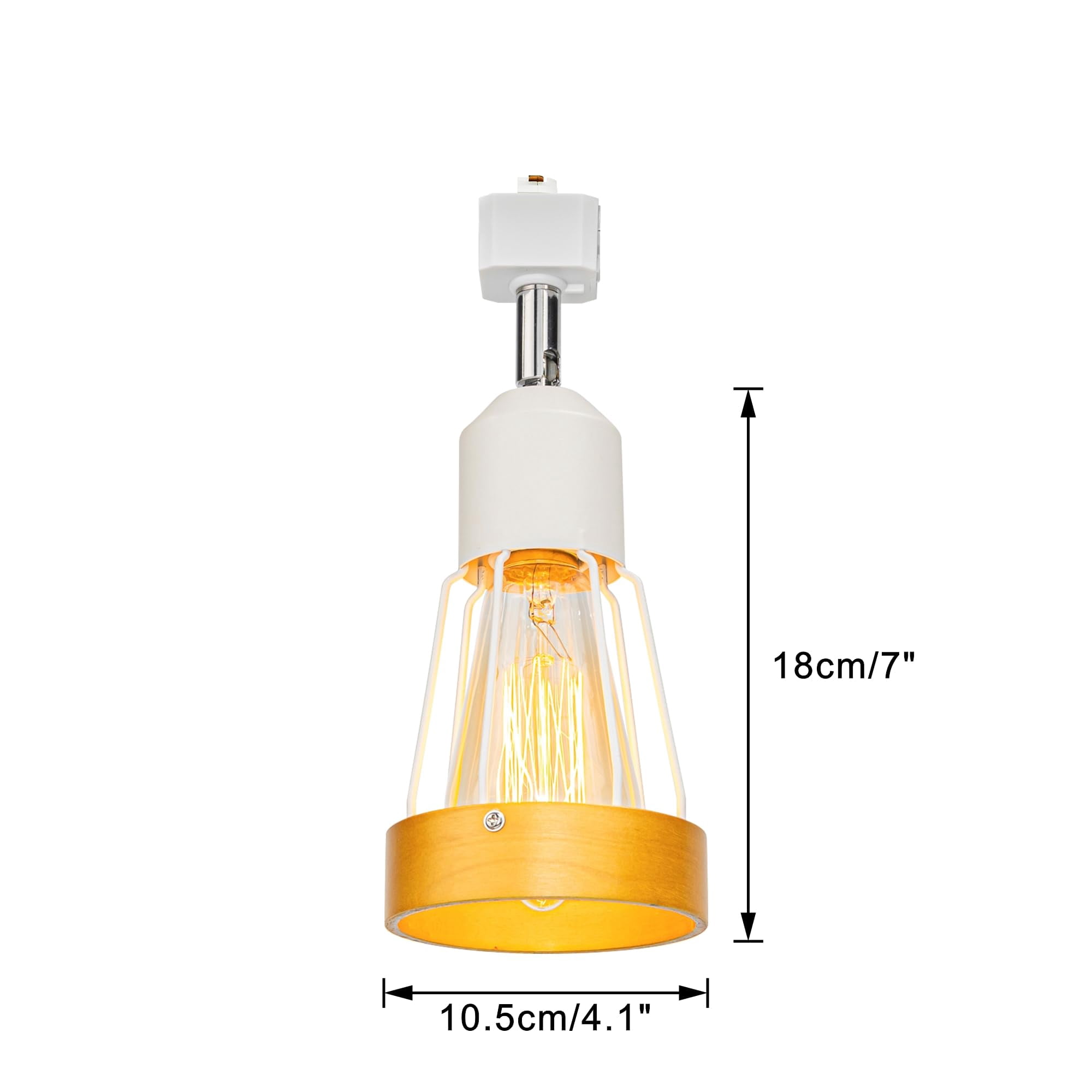 KAYYELAMP 3 Pcs Adjustable Angle J-Type Retro Style Track Head Lighting E26 Base Wood Metal White Track Ceiling Lamp Dimmable Fixture For Kitchen Aisle Home Office