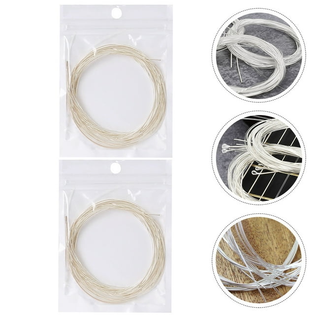 WRITWAA Guitar Strings Set for Folk Classical Electric Guitars Durable Metal and Nylon Beige 2 Packs