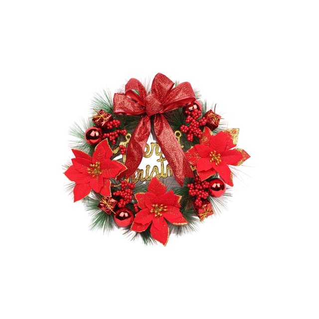 Decoraciones de Navidad Al Aire Libre Anillo de la Flor de Navidad, Colgante de Puerta, Colgante de Pared, Corona de Flores de la Vid, Gran Decoración de la Escena, Arco de Imitación Hecha a Mano, Cor