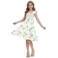 thumbnail image 3 of Actgleam Girls Dress Floral Ruffle Square Neck Sleeveless A-Line Sundress with Tie Back for Summer Beach Party,Spring Sprout,11-12Y, 3 of 8