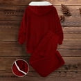 thumbnail image 5 of Bloomae Women's Fuzzy Winter 2 Piece Outfits Full Zip up Drawstring Long Sleeve Oversized Plush Thick Hooded Outwear Coat Sherpa Fleece Pants Ultra-Soft Thermal Loungewear Set Wine S, 5 of 9