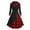 Red, variant on Women Dress Gothic Retro Plaid Dress Renaissance Long Sleeve Hooded Button Dress Medieval Dark Hoodie Dress(Red,S)