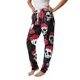 thumbnail image 4 of WULMLEO Women Soft Halloween Gothic Loungewear Jogger Pants, Skull Rose Floral Print, Adjustable Drawstring Elastic Waist Cuffed Ankle Casual Sleep Pajama Trousers Red S, 4 of 5
