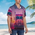 thumbnail image 3 of Logiee Sunset Truck Highway Print Mens Hawaiian Shirts,Loose-Fit Short Sleeve Button Down Tropical Aloha Beach Shirt,Summer Vacation Wedding Tops,Small, 3 of 7