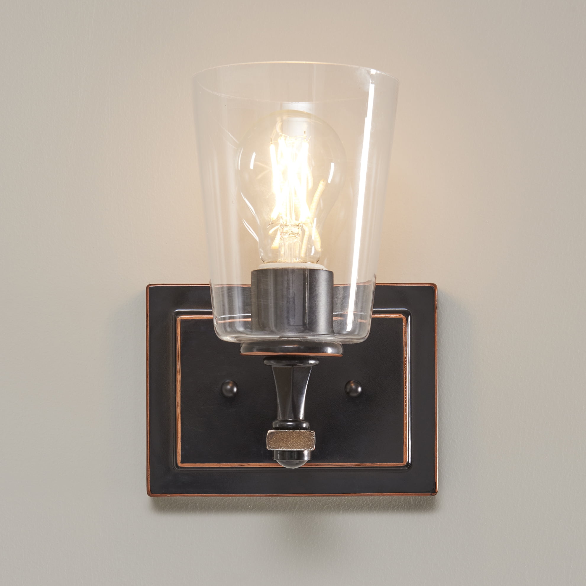 Better Homes & Gardens Modern Wall Scone Vanity Light, Bronze Metal Glass Shades, Bulb Not Included