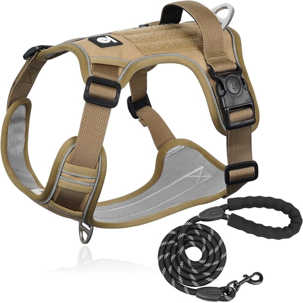 Arnés para Perro Mediano Grande Pequeño con Correa 1.5m, Pechera para Perro Ajustable Reflectante Transpirable, Arneses para Perro Sin Tirones para Caminar Viajar Entrenar Perros Accesorios