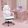 thumbnail image 2 of FULLWATT Video Gaming Chair Office Chair Ergonomic PC Computer Chair Reclining Racing Chair with High Back Swivel Executive Office Desk Chair with Extendable Footrest Adjustable Lumbar Pillow Pink, 2 of 8