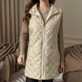 thumbnail image 4 of Stichou Quilted Vest Women 2025 Sleeveless Puffer Vest Jackets Zip Up Stand Collar Gilet Coats Outwear Witt Pockets Khaki 2XL, 4 of 8