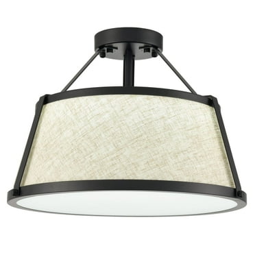 Claxy Black Dimmable LED Semi Flush Mount Ceiling Light with Drum Fabric Shade