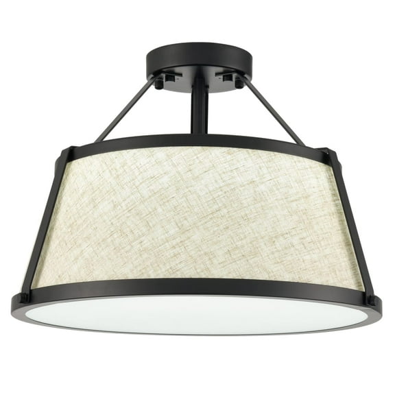 Claxy Black Dimmable LED Semi Flush Mount Ceiling Light with Drum Fabric Shade