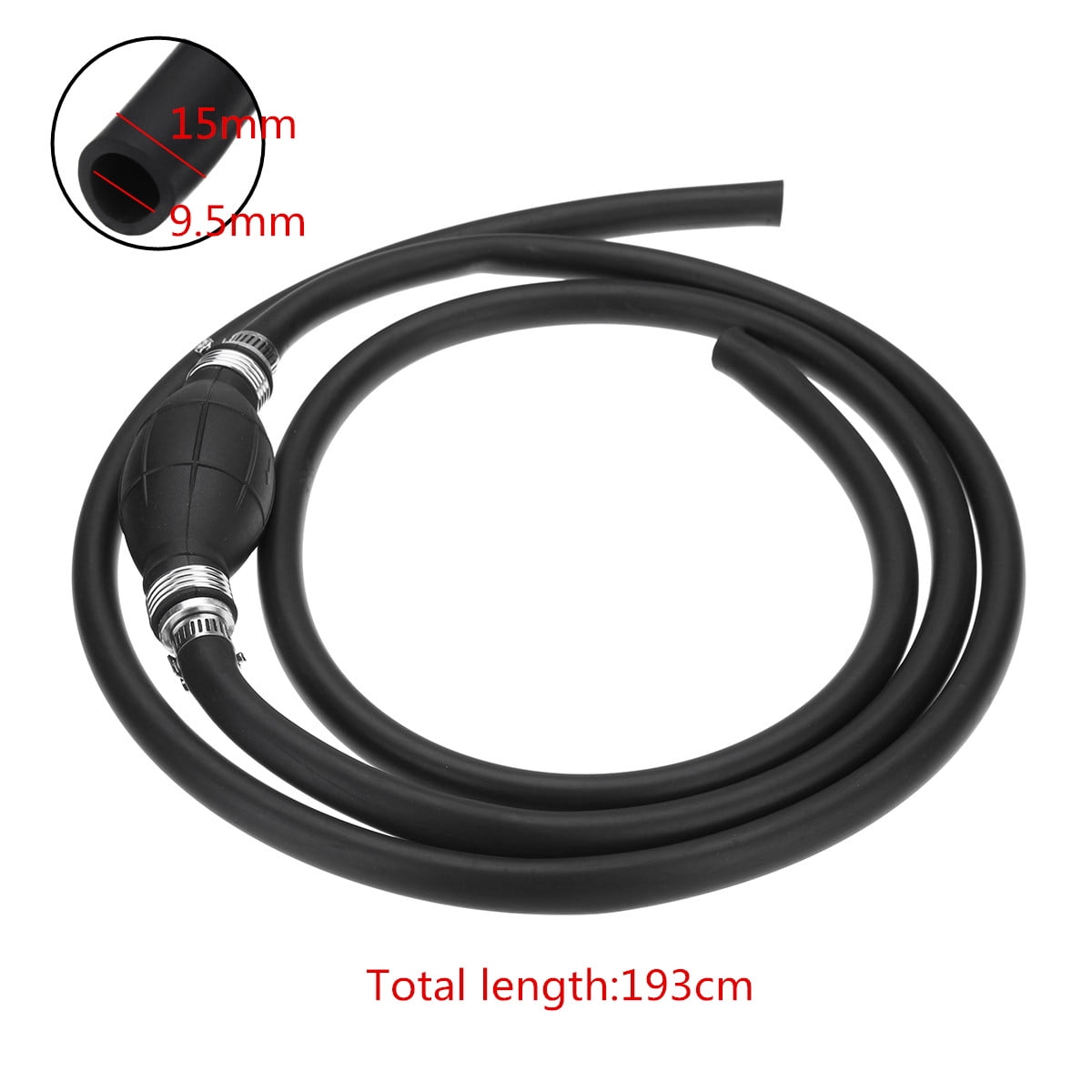 Marine Fuel Line 3/8 Inch Boat Fuel Line Assembly 6FT with Primer Bulb Steel Hose Clamps Universal 3/8 Fuel Line Assembly Kit for Boats Outboard RVs Tractors Caravans 
