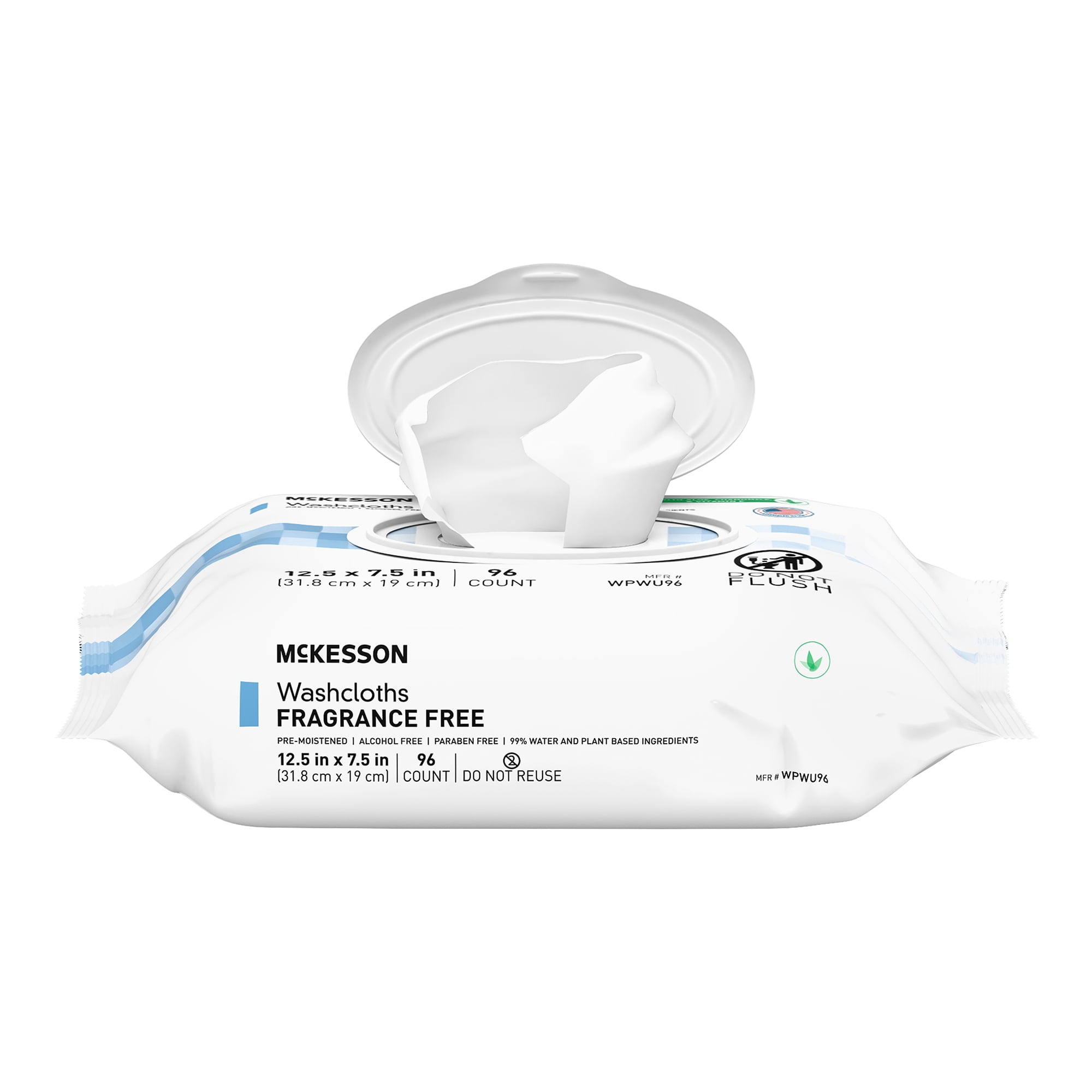 McKesson Washcloth Wipes, Unscented - Disposable Wet Wipes for Adults - Fragrance-Free, Paraben-Free - No-Rinse Formula - 96 Wipes Per Pack, 96 Count, 6 Packs, 576 Total