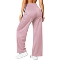 thumbnail image 3 of Cadmus Womens High Waist Stretch Wide Leg Lounge Pants Loose Fit Yoga Workout Sweatpants with Pockets, Pink, M, 3 of 9