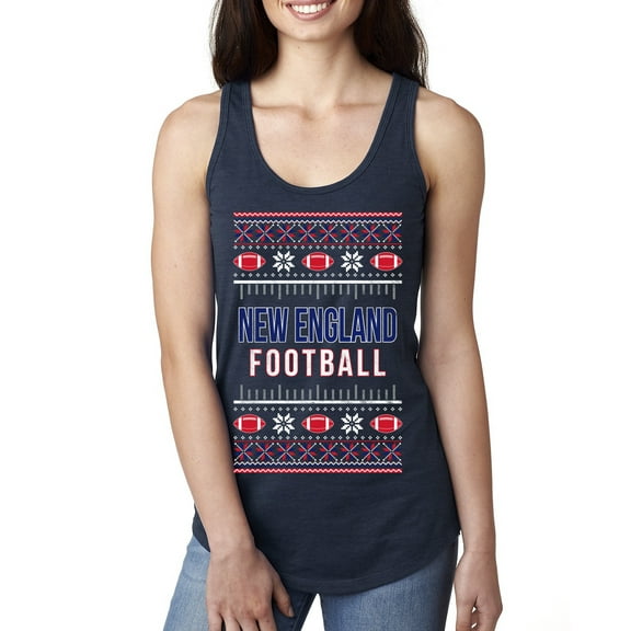 Wild Bobby City of New England NE American Football Fantasy Fan Sports Women Racerback Tank Top, Navy, Medium