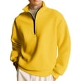 thumbnail image 2 of Soft Fleece Men Sweatshirts Quarter Zipper Sweatshirt No Hood Man Baggy 3/4 Zip Pullover Long Sleeve Cozy Polo Sweaters Orange M, 2 of 6