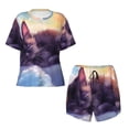 thumbnail image 2 of Yiaed Colorful Cloud Sleeping Cat Print Short Sleeve Pajama Sets for Women Casual Crew Neck 2 Piece Lounge Sets Women's Short-Sleeved Pajama-3X-Large, 2 of 5