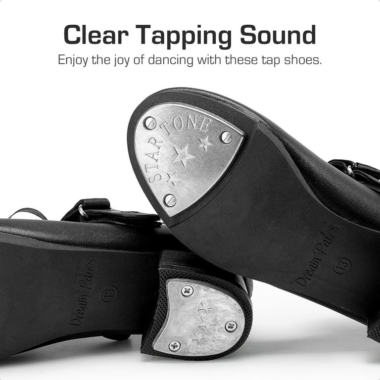 BURUDANI Girls Tap Dance Shoes Mary Jane Flats with Strap for