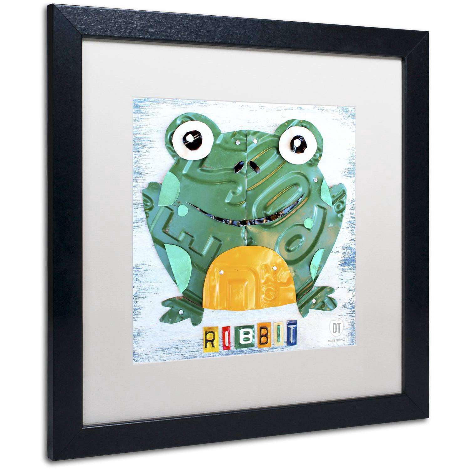 Trademark Fine Art 'Ribbit the Frog' Canvas Art by Design Turnpike, White Matte, Black Frame