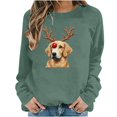 thumbnail image 2 of yoeyez Christmas T Shirts Women Xmas Cute Pet Print Pullover Tops Crewneck Lightweight Long Sleeve Sweatshirt Winter Holiday Tunics, 2 of 6