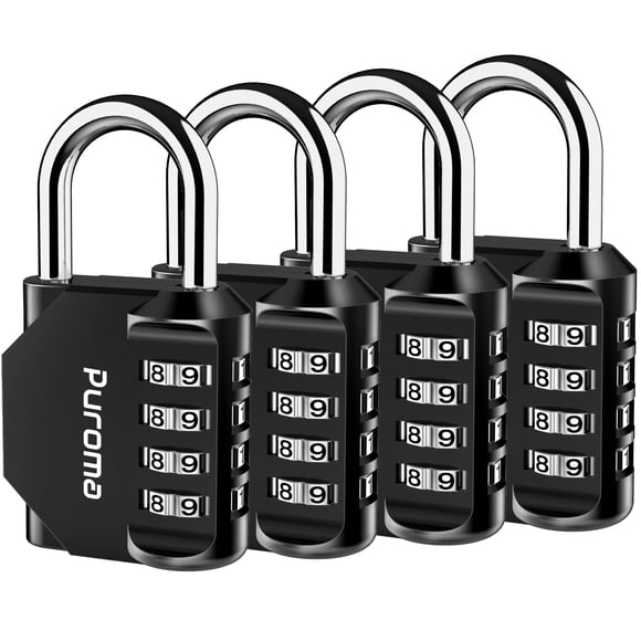 Puroma 4 Pack Combination Lock 4 Digit Locker Lock Outdoor Waterproof Padlock for School Gym Locker, Sports Locker, Fence, Toolbox