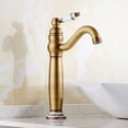 thumbnail image 1 of Lavabo de estilo europeo antiguo de cobre con agua caliente y fría, lavabo de encimera, lavabo de baño retro de un solo orificio, grifo giratorio, 1 of 5