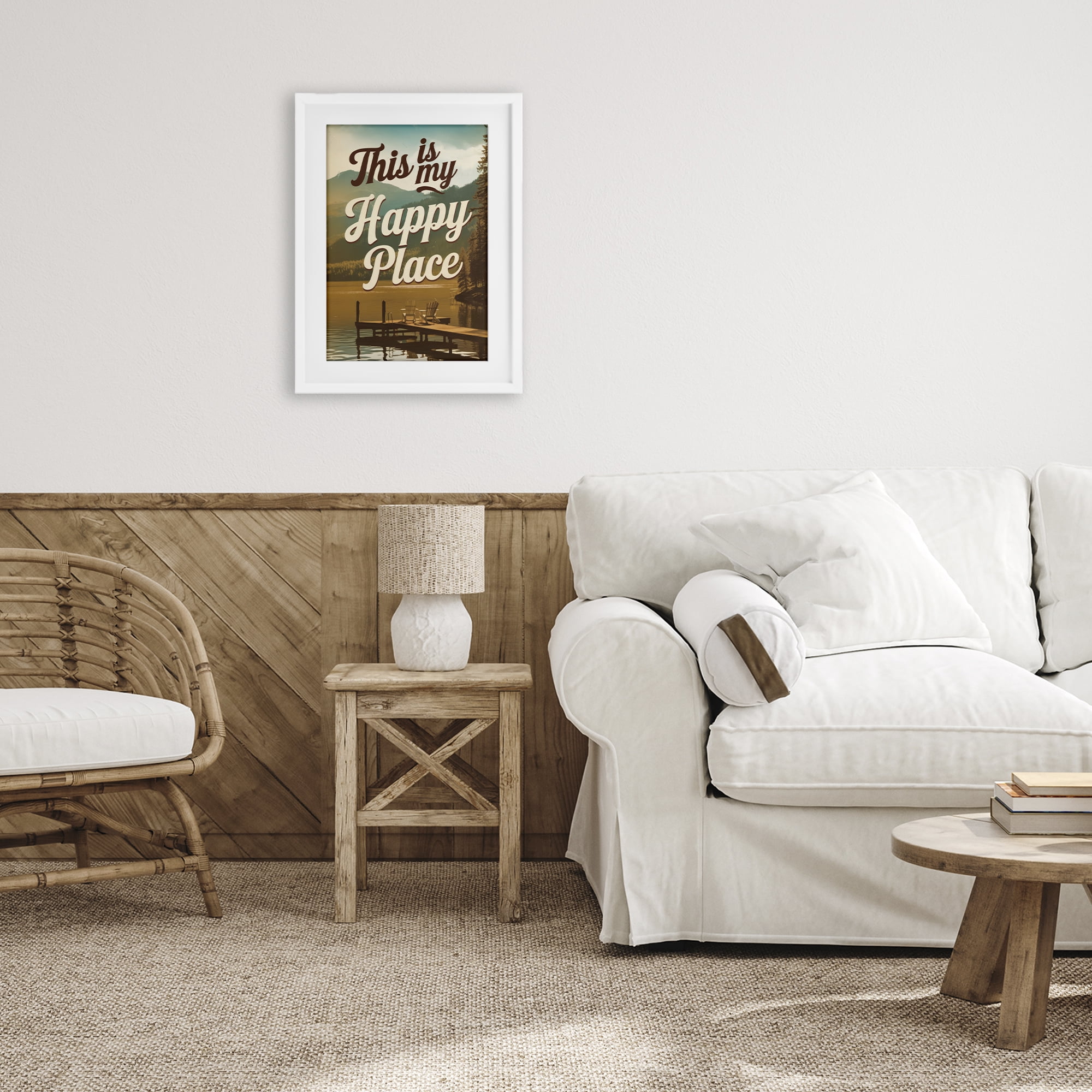 Stupell Industries Vintage My Happy Place White Framed Print Under Glass, design by Andreas Magnusson